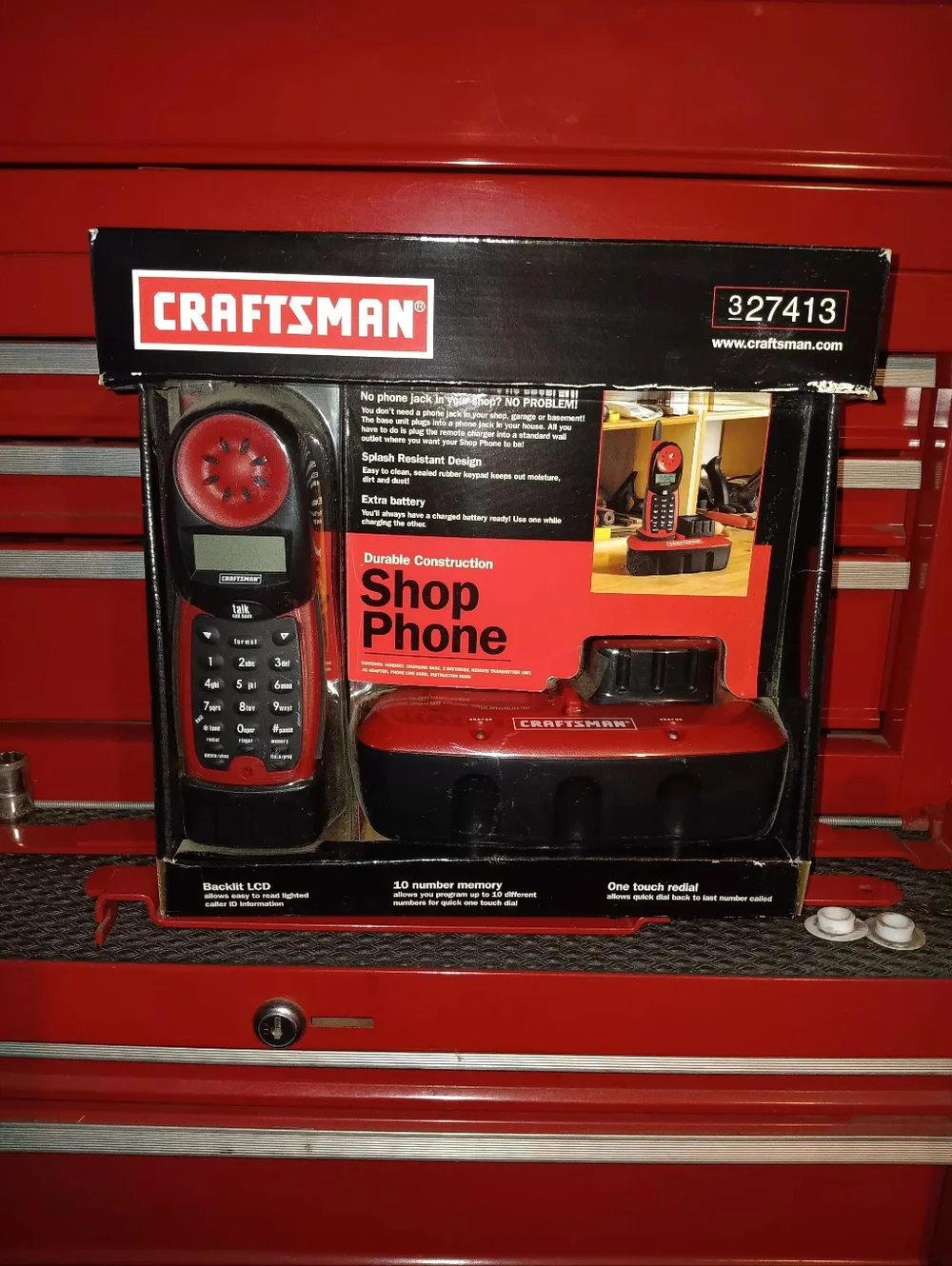 Craftsman Red and Black Shop Phone with Cordless Handset